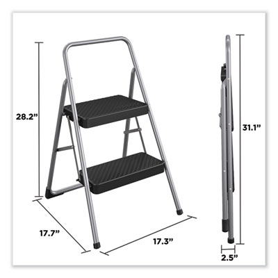 2-Step Folding Steel Step Stool, 200 lb Capacity, 28.13" Wor