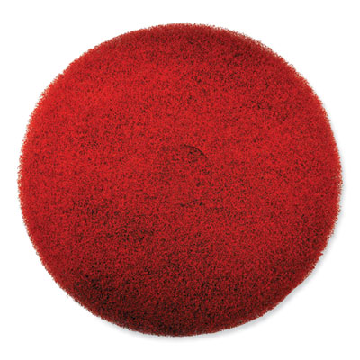 EZ CARE Heavy Duty Scrub Pad, 17" Diameter, Red/Gray, 5/Cart