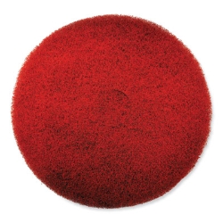 EZ CARE Heavy Duty Scrub Pad, 17" Diameter, Red/Gray, 5/Cart