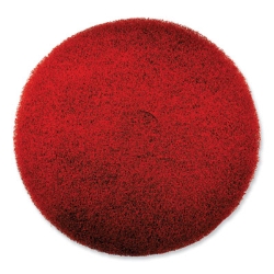 EZ CARE Heavy Duty Scrub Pad, 16" Diameter, Red/Gray, 5/Cart