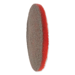 EZ CARE Heavy Duty Scrub Pad, 16" Diameter, Red/Gray, 5/Cart