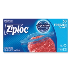 Zipper Freezer Bags, 32 oz, 6.97" x 7.7", Clear, 38 Bags/Box