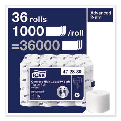 Advanced High Capacity Bath Tissue, Coreless, Septic Safe, 2