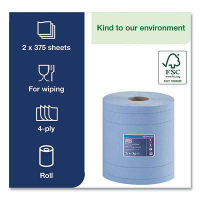 Industrial Paper Wiper, 4-Ply, 11 x 15.75, Unscented, Blue,