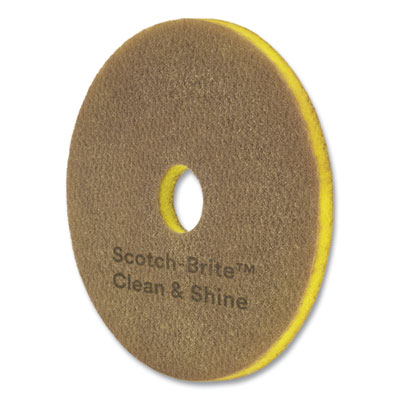 Clean And Shine Pad, 20" Diameter, Brown/yellow, 5/carton
