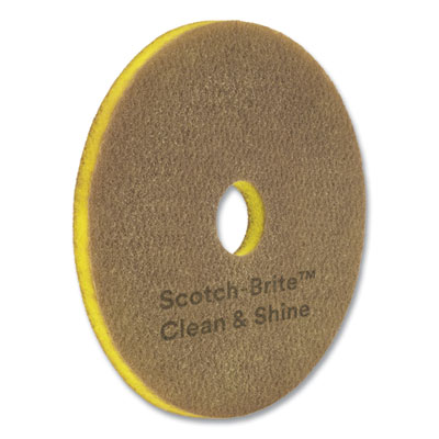 Clean And Shine Pad, 20" Diameter, Brown/yellow, 5/carton