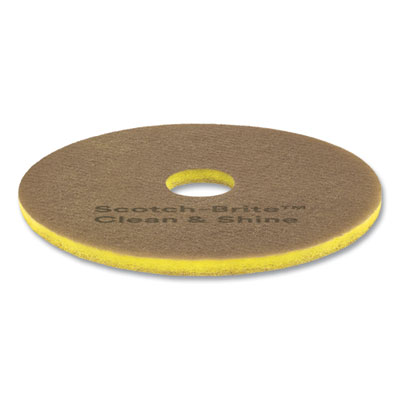 Clean And Shine Pad, 20" Diameter, Brown/yellow, 5/carton