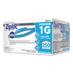 Zipper Freezer Bags, 1 gal, 10.56" x 10.75", Clear, 250/Cart