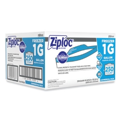 Zipper Freezer Bags, 1 gal, 10.56" x 10.75", Clear, 250/Cart