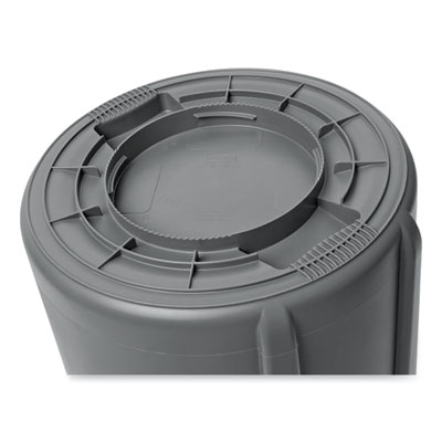 Vented Round Brute Container, 55 gal, Plastic,  Gray