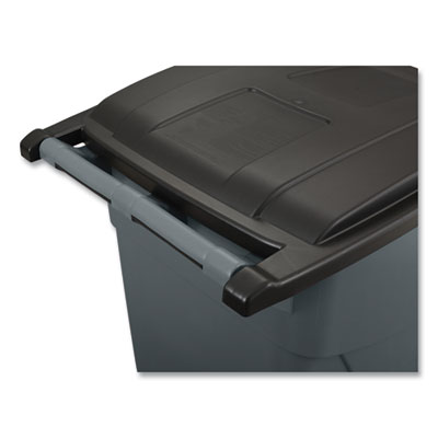 Rollout Container, 50 gal, Molded Plastic, Gray
