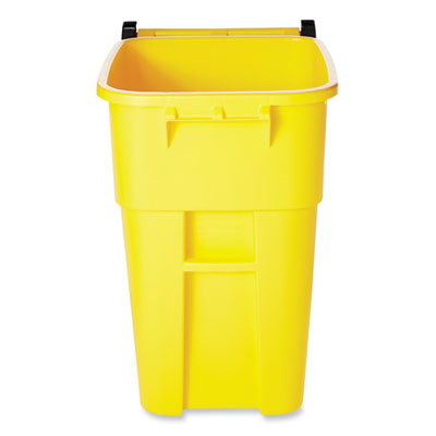 Square Brute Rollout Container, 50 gal, Molded Plastic, Yell