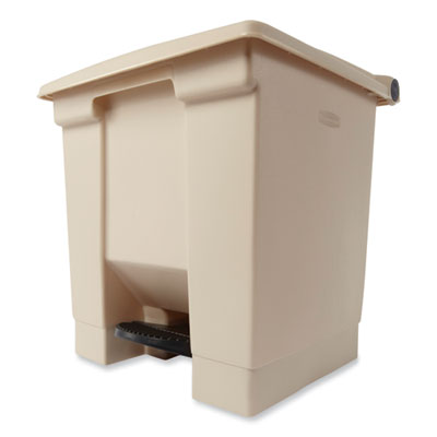 Indoor Utility Step-On Waste Container, 8 gal, Plastic, Beig