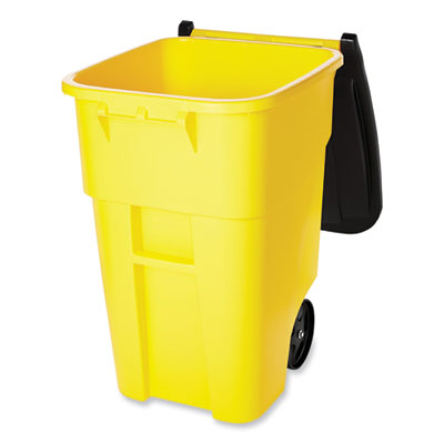 Square Brute Rollout Container, 50 gal, Molded Plastic, Yell