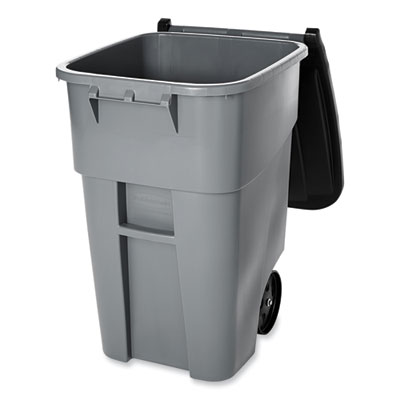 Rollout Container, 50 gal, Molded Plastic, Gray