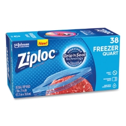 Zipper Freezer Bags, 32 oz, 6.97" x 7.7", Clear, 38 Bags/Box