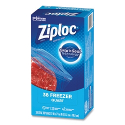 Zipper Freezer Bags, 32 oz, 6.97" x 7.7", Clear, 38 Bags/Box