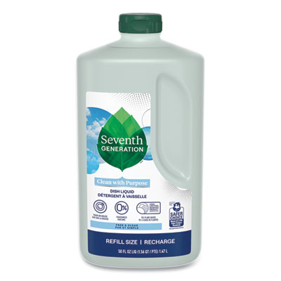 Natural Dishwashing Liquid, Free and Clear, 50 oz Bottle, 3/