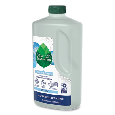 Natural Dishwashing Liquid, Free and Clear, 50 oz Bottle, 3/