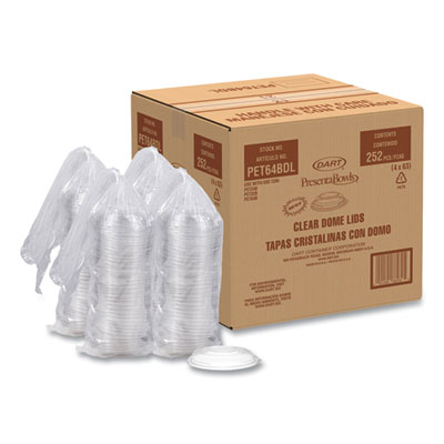 PresentaBowls Lids, Clear, Fits 24 oz to 64 oz Bowls, 7.3" D