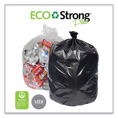 Eco Strong Plus Can Liners, 40 gal, 14 mic, 40" x 46", Natur