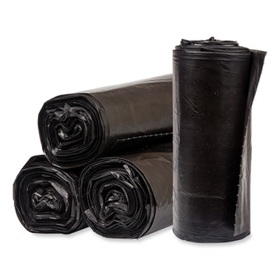 Eco Strong Plus Can Liners, 33 gal, 1 mil, 33" x 39", Black,