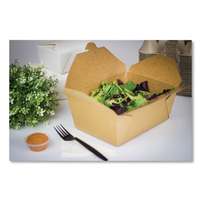 Reclosable Kraft Take-Out Box, 110 oz, 8.93 x 6.65 x 3.5, Br