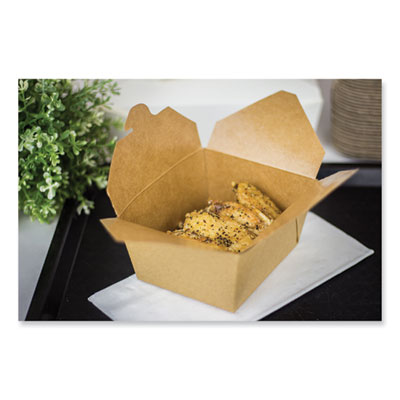 Reclosable Kraft Take-Out Box, 30 oz, 5.06 x 4.27 x 2.4, Bro