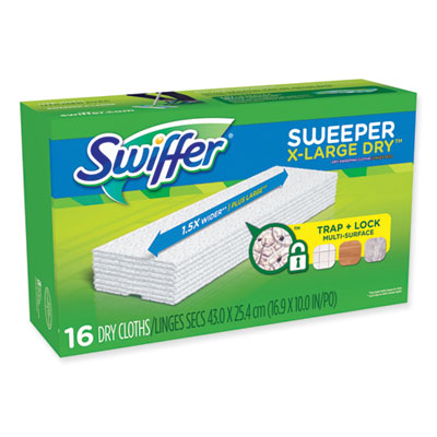 Sweeper XL Dry Refill Cloths, 16.9" x 9.8", White, 16/Box, 4