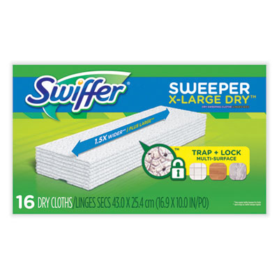 Sweeper XL Dry Refill Cloths, 16.9" x 9.8", White, 16/Box, 4