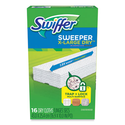 Sweeper XL Dry Refill Cloths, 16.9" x 9.8", White, 16/Box, 4