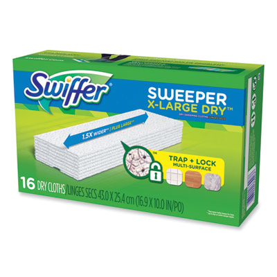 Sweeper XL Dry Refill Cloths, 16.9" x 9.8", White, 16/Box, 4