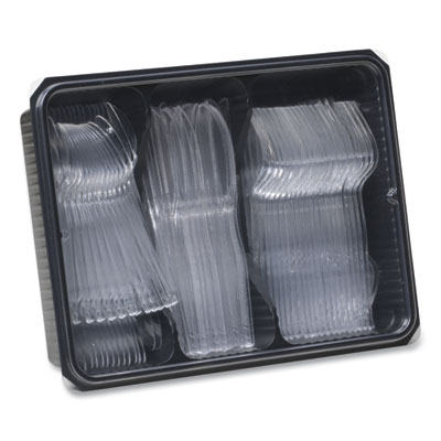 Cutlery Keeper Tray with Clear Plastic Utensils, Heavyweight