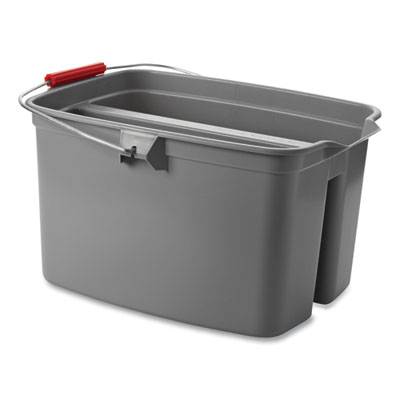 Double Utility Pail, 17 qt, Plastic, Gray