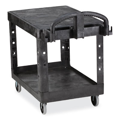 Flat Shelf Utility Cart, Plastic, 2 Shelves, 500 lb Capacity