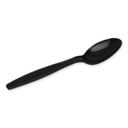 Individually Wrapped Heavyweight Spoons, Plastic, Black, 1,0