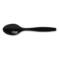 Individually Wrapped Heavyweight Spoons, Plastic, Black, 1,0