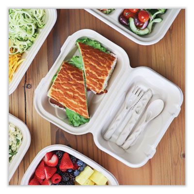Fiber Hinged Takeout Containers, Hoagie Box, 9.2 x 6.4 x 3.1