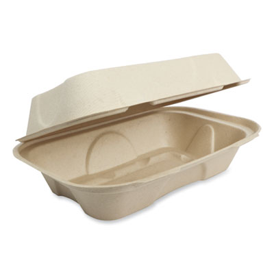 Fiber Hinged Takeout Containers, Hoagie Box, 9.2 x 6.4 x 3.1