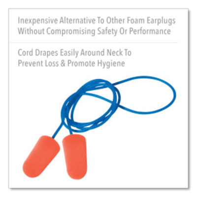 X-TREME Corded Disposable Earplugs, Corded, 32 dB NRR, One S