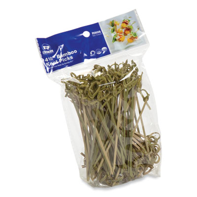 Knotted Bamboo Pick, Paper, 4.5", Natural, 100/Pack, 10 Pack