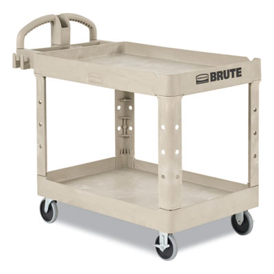 BRUTE Heavy-Duty Utility Cart with Lipped Shelves, Plastic,