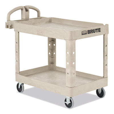 BRUTE Heavy-Duty Utility Cart with Lipped Shelves, Plastic,