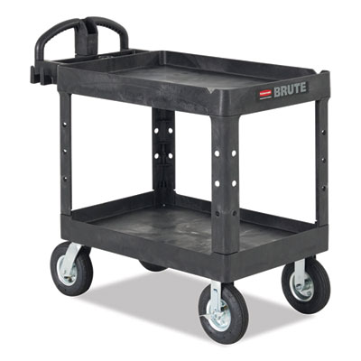 BRUTE Heavy-Duty Utility Cart with Lipped Shelves, Plastic,