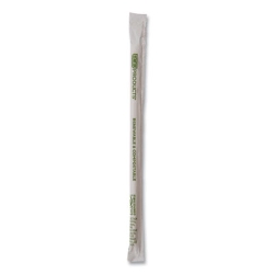 Renewable and Compostable PHA Straws, 7.75", Natural White,