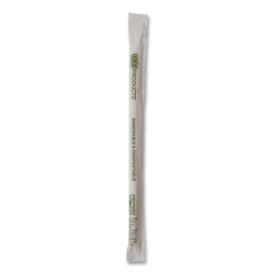 Renewable and Compostable PHA Straws, 7.75", Natural White,