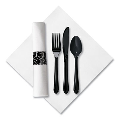 CaterWrap Heavyweight Cutlery Combo Kit, Fork/Knife/Napkin/S