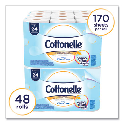 Clean Care Bathroom Tissue, Septic Safe, 1-Ply, White, 170 S