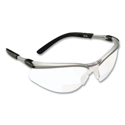 BX Molded-In Diopter Safety Glasses, 2.0+ Diopter, Silver/Bl