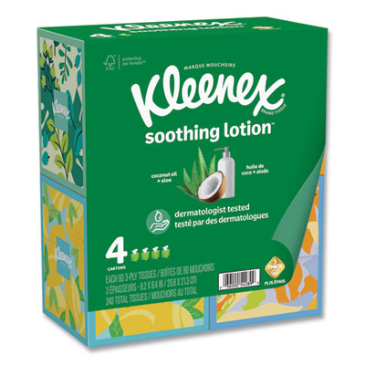 Soothing Lotion Facial Tissue, 3-Ply, White, 60 Sheets/Box,